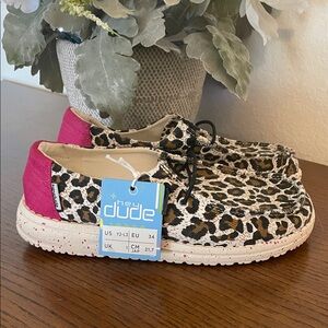 Hey Dude Kids Leopard Sneakers with Pink Heel